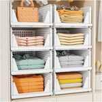 Snslxh 5 Pack Stackable Closet Storage Bins Foldable White Organizer. Fixed Price $107.99.
