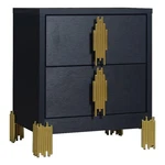 Benjara Theo Nightstand- Drawers- Retro Gold Handles Black Wood- 25 Inch. Fixed Price $252.66.