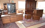 Bassett Mcm Walnut Bedroom Dresser Mirror Chest Nightstands Mid Century. Fixed Price $1775.00.