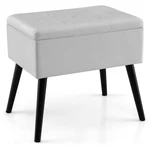 Costway Vanity Stool Footrest Tufted Flip Top Velvet Storage Ottoman W/wood Legs. Fixed Price $49.99.