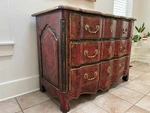Theodore Alexander Serpentine French Commode Dark Red Chest Of Drawers. Fixed Price $1499.99.