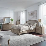 Liberty Furniture Avalon Queen Upholstered Bed Dresser Mirror Chest Nightstand. Fixed Price $3349.99.