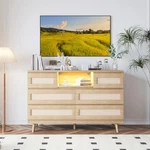 Gaomon Rattan 6 Drawer Dresser For Bedroom, Modern Wooden Natural. Fixed Price $267.39.