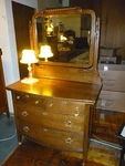 Antiquel Oak Dresser Bedroom Bureau 4 Drawer Bev. Mirror Refinished 1900'S. Fixed Price $795.00.