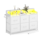 Leadpro Dresser For Bedroom 6 Drawers Led Tv Stand Chest Storage 5730002 - White. Fixed Price $89.64.