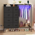 Higdbfe Dresser With Hanging Rack, 8DRAWER For Bedroom Charging .... Fixed Price $173.19.