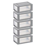 Iris Usa 6 Qt Plastic Storage Drawers 5 Pack Stackable Modular Bins Grey/clear. Fixed Price $32.99.