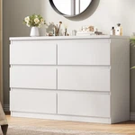 Jocoevol White 6 Drawer Dresser For Bedroom, 15.3" X 47.2" 32.3" In S.... Fixed Price $213.38.