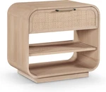 Mid-century Modern Natural Wood Night Stand With Cane Detail 28.5". Fixed Price $939.99.