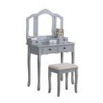 Roundhill Furniture Sanlo Wooden Vanity Make Up Table And Stool Set Silver. Fixed Price $228.49.