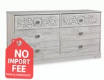 Signature Design By Ashiey Casual Paxberry 6 Drawer Dresser, Whitewash. Fixed Price $311.00.