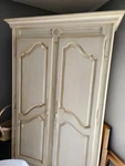 Ethan Allen Country French Wardrobe Armoire Cabinet Chest Dresser White Aged. Fixed Price $1500.00.