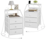 New Reahome White 3 Drawer Nightstand W/ Charging Stations Set Of 2. Fixed Price $49.95.