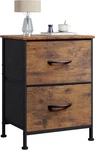 Wlive Rustic Brownbedside Table 2 Drawers Fabric Bins End For College Dorm. Fixed Price $34.51.