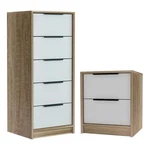 Home Square 2-PIECE Set With 5 Drawer Dresser & Night Stand. Fixed Price $429.10.