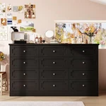 Black 12-DRAWER 61 In. Width Chest Of Drawers, Dresser Without Mirror, Storage. Fixed Price $363.99.