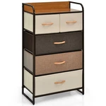 Costway 5-DRAWER Dresser Storage 4-TIER Organizer Tower Steel Frame Wooden Top. Fixed Price $69.99.