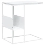 Vidaxl White Engineered Wood Side Table Iron Frame C-shaped With Shel.... Fixed Price $49.30.