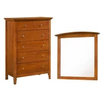 Home Square 2-PIECE Set With Mirror And 5-DRAWER Chest In Oak. Fixed Price $648.46.