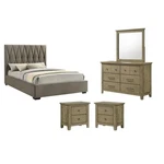 Pemberly Row Set Of 4 Queen Panel Platform Bed & Dresser W/ Mirror Nightstands. Fixed Price $2138.66.