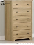 South Shore Furniture Vito 5-DRAWER Chest, Natural Ash Brown. Fixed Price $100.00.