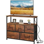 Tv Stand Dresser Fabric Storage Drawers Media Console Brown CE-5C1D-RT Dumos. Fixed Price $114.99.