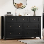 Dresser 7 Drawer Black 54 31.5 Metal Knobs Wooden Chest Idealhouse Bedroom. Fixed Price $369.99.