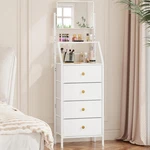4-DRAWER Dresser With Mirror, Fabric Storage 2-TIER Shelves, Freestanding. Fixed Price $75.36.