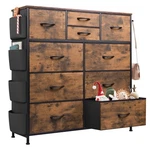 Fabric Dresser 10 Drawers Chest Side Pockets Rustic Brown Wood Grain Wlive Hooks. Fixed Price $129.99.