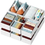 Drawer Organizer Clothes Set Of 12 White-grey Baskets,. Fixed Price $52.83.