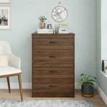 4 Drawer Dresser Mainstays Classic, Walnut Finish. Fixed Price $189.99.