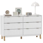 Homcom 6 Dresser For Bedroom, Fluted Chest Of Drawers, White. Fixed Price $144.99.