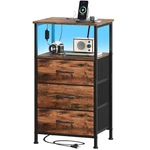 Somdot Tall Nightstand With Charging Station Led Light For Bedroom, 3 Dra.... Fixed Price $66.85.