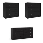 Home Square Set Of 3-DRAWERS Two Chests And 6-DRAWERS Double Dresser In Black. Fixed Price $370.90.