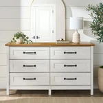 Better Homes & Gardens 6 Drawer Farmhouse Dresser Alabaster Wood Storage Chest. Fixed Price $210.99.