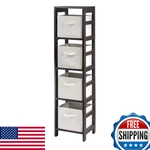Winsome Wood Capri 4 Section Storage Shelf Beige Fabric Foldable Baskets. Fixed Price $132.98.