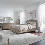 Liberty Furniture Avalon King Panel Storage Bed Dresser & Mirror Chest - Brown. Fixed Price $3199.99.