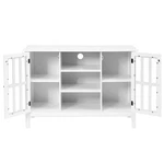 Costway White Tv Stand Stylish Storage Shelf Console Cabinet Holds Up 80 Lbs. Fixed Price $169.99.