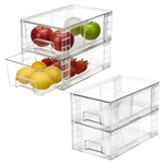 4 Pack Stackable Storage Drawers Plastic Organizer Bins W/handles - Clear. Fixed Price $50.32.