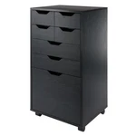 Pemberly Row Bins And Drawers Multi-storage Tall Mobile Cabinet Black Finish. Fixed Price $220.72.