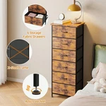 6 Drawer Tall Dresser Fabric Storage Tower Chest Nightstand Bedroom Organizer Un. Fixed Price $52.73.