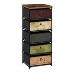 Vasicar 5-DRAWER Fabric Dresser Nightstand Storage Organizer Floral Pattern. Fixed Price $76.42.