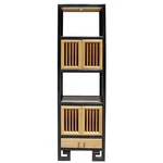 Oriental Black Rim Natural Wood Narrow Storage Display Bookcase Cabinet CS5156. Fixed Price $1430.00.