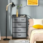 Steel Storage Chest Organizer Tower W/ Foldable Linen Drawers & Handles, Grey. Fixed Price $73.99.