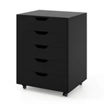 Costway 5 Drawer Chest Storage Dresser Floor Cabinet Organizer W/ Wheels Black. Fixed Price $94.99.