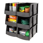Iris Usa 12 Pack Stackable Plastic Storage Bins Organizer, Garage, Jumbo, Black. Fixed Price $114.99.