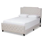 Baxton Studio Transitional Wood Queen Size Beige Button Tufted Panel Bed. Fixed Price $329.99.