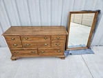 Ethan Allen Heirloom Nutmeg Maple Colonial Early American 62" Dresser W/mirror. Fixed Price $900.00.