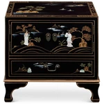 Us Seller - Black Lacquer Chinoiserie Mother Of Pearl Oriental Accent Cabinet. Fixed Price $835.12.