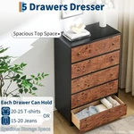 Gravee 5 Drawer Dresser 46" Tall Wood Chest Natural Oak For Bedroom Living. Fixed Price $187.34.